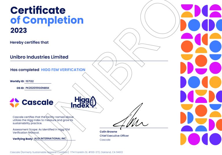 certificate Higg Index 2023
