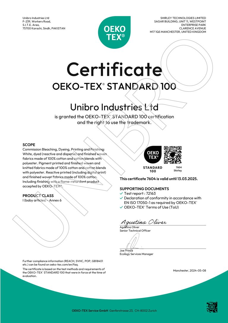 OekoTex Class I - 7604 -6.1